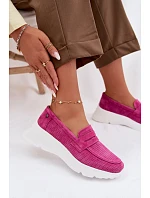 Dámské mokasiny z přírodního semiše na platformě Vinceza 79626 Fuchsiová