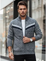 Pánský světle šedý rozepínací svetr FashionStreet WX2261z