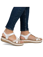 Dámské bílé sandály Rieker na podpatku V0919-80