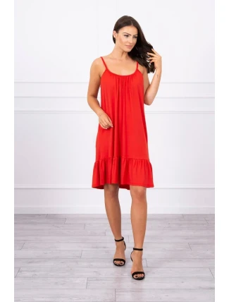 Šaty s tenkým páskem červené