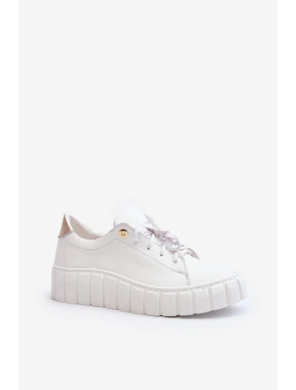 Dámská kožená polobotka na tlusté podrážce Zazoo 2919 bílé