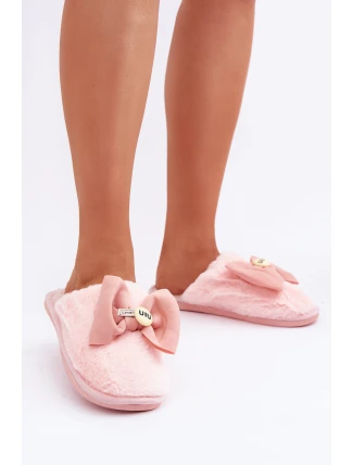Dámské Pantofle S Kožíškem A Mašlí Růžové Olfedi