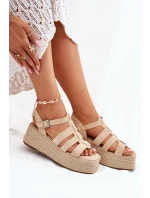 Dámské Sandály S Pásky A Pleteninou Béžové Pardauss