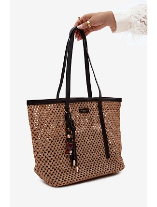 Černá taška typu Shopper s přívěskem Noella