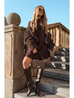 Dámské kozačky na jehlovém podpatku s prošitím Olyvia – čokoládové Dámské kozačky na jehlovém podpatku s prošitím Olyvia – čokoládové