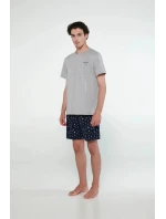 Pánské pyžamo 20910 Šedá / Tmavě modrá - Vamp