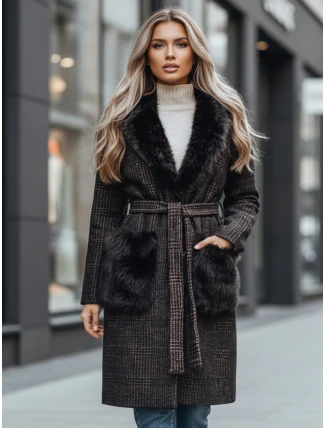 Dámský kožich hnědý FashionStreet TY5229z Dámský kožich hnědý FashionStreet TY5229z