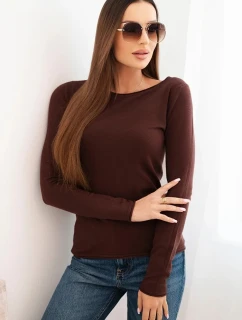 Dámský viskózový svetr s kulatým výstřihem a přiléhavým střihem hnědý