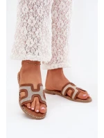 Dámské Pantofle Na Plochém Podpatku Hnědé Vereya