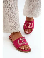 Dámské ploché pantofle s flitry S.Barski Fuchsia Dámské ploché pantofle s flitry S.Barski Fuchsia