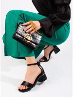 Trendy  sandály černé dámské na širokém podpatku