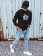 Pánská mikina s potiskem černá FashionStreet BX5352 Pánská mikina s potiskem černá FashionStreet BX5352