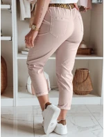 Dámské kalhoty s páskem MADELINA růžové FashionStreet UY2627