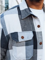 Pánská modrá kostkovaná flanelová košile FashionStreet DX2676 Pánská modrá kostkovaná flanelová košile FashionStreet DX2676