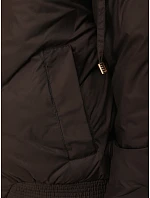 Dámská přechodná krátká bunda s odepínací kapucí hnědá FashionStreet TY5669