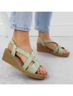 Zelené lakované dámské sandály na platformě Sergio Leone SK298