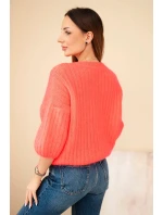 Svetr dámský z mohéru s krátkým rukávem malinový Svetr dámský z mohéru s krátkým rukávem malinový
