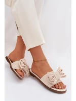 Dámské pantofle na ploché podešvi s mašlí Béžové Amivelle