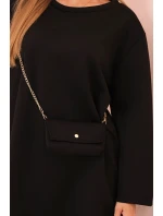 Dámská viskózová sukýnka Plus Size s kabelkou na řetízku černá