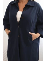 Dámský plášť Plus Size Punto s bavlnou a knoflíky granátová