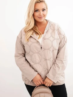 Dámská mikina Plus Size bavlněná na zip béžová