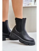 Zateplené nazouvací botky Chelsea z eko kůže Big Star MM274071 Černé