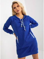 Základní kobaltově modré mini mikinové šaty z bavlny