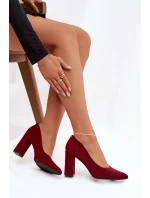 Dámské semišové lodičky na podpatku Sergio Leone – bordové