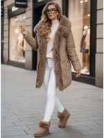 Dámská zimní bunda MORISIO dlouhá prošívaná s kapucí béžová FashionStreet TY5183