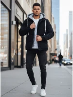 Pánská prošívaná zimní bunda s kapucí FashionStreet navy blue TX5101