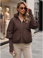 Dámská zimní prošívaná bunda s kapucí, hnědá, FashionStreet TY5895 Dámská zimní prošívaná bunda s kapucí, hnědá, FashionStreet TY5895