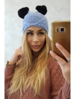 Fleecová čepice 2 bambulky K291 modrá Fleecová čepice 2 bambulky K291 modrá