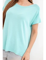 Dámská viskózová oversize halenka s krátkým rukávem a kulatým výstřihem mátová