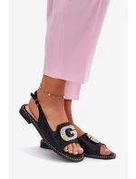 Dámské Sandály S Dekorativním Detailem Černé S.Barski KV51-081