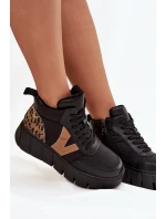 Dámské kotníkové boty na platformě z pravé kůže Vinceza – černé