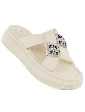 Dámské žabky na platformě se zirkony béžové Potocki 16347