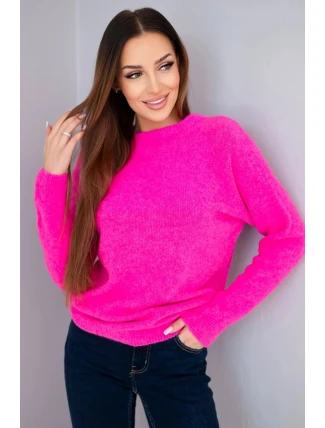 Svetr dámský z baby alpaky s dlouhým rukávem neonově růžový