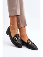 Dámské mokasíny na ploché podrážce s ozdobou černé Iluvana