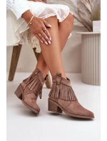 Dámské Kožené Boty Na Zip Eko Zamšové Hnědé S.Barski HY42-127