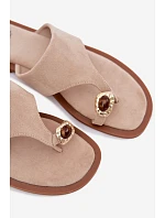 Dámské ploché žabky s ozdobným detailem Béžové Fedira