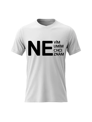 Pánské bavlněné tričko s potiskem - NE - bílé