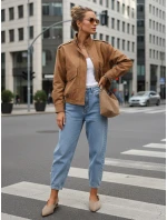 Dámská semišová velbloudí bunda typu bomber FashionStreet TY5572