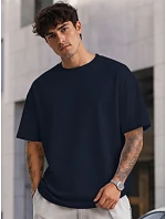 Pánské basic oversize tmavě modré bavlněné tričko FashionStreet RX5684