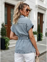 Dámská džínová košile s páskem a krátkými rukávy FashionStreet EY2691