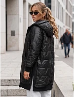 Dlouhá dámská prošívaná bunda s kapucí, černá, FashionStreet TY5809 Dlouhá dámská prošívaná bunda s kapucí, černá, FashionStreet TY5809
