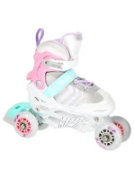 NH18192 4v1 růžové inline brusle velikosti S(29-33) s hokejovou deskou velikosti NILS EXTREME