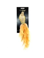 OZDOBNÝ PTÁČEK NA KLIPU 38CM ZLATÝ