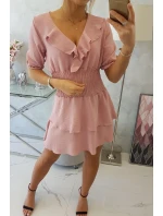 Šaty v pase tmavě pudrově růžové