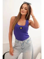 Dámská pruhovaná top na ramínkách s ozdobnou nášivkou tmavě fialová Dámská pruhovaná top na ramínkách s ozdobnou nášivkou tmavě fialová