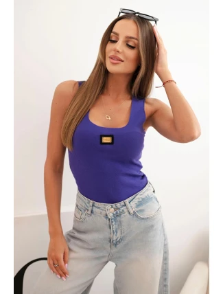 Dámská pruhovaná top na ramínkách s ozdobnou nášivkou tmavě fialová Dámská pruhovaná top na ramínkách s ozdobnou nášivkou tmavě fialová